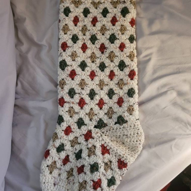 A customer's finished Granny All the Way Stocking Collection Crochet Pattern