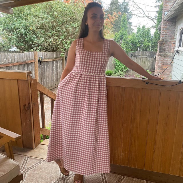 chinese dress ladies Cartmel Check Maxi Dress Navy