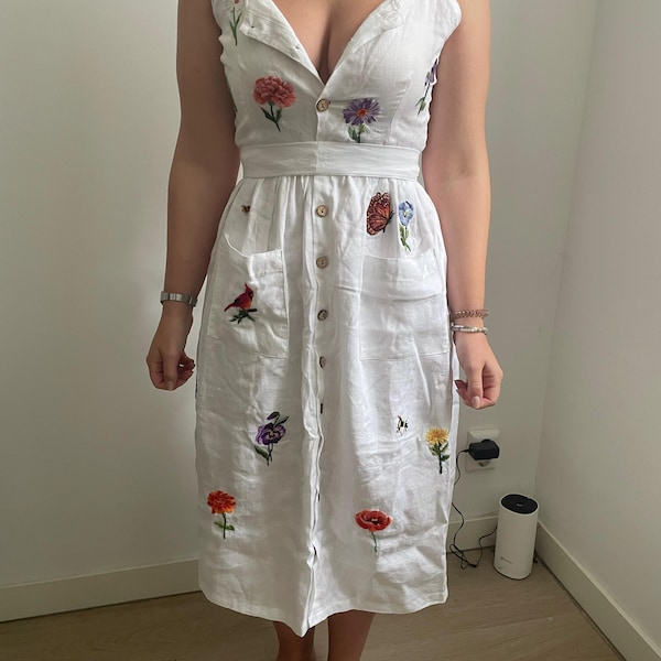 Aurora hand embroidered dress