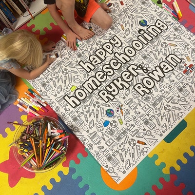 Back to School Table Top Coloring Page Extra Large Poster - Etsy