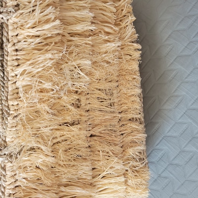 Round Rafia Rug, Woven Straw Natural Fiber Rug, Jute Rug, Hand Braided ...