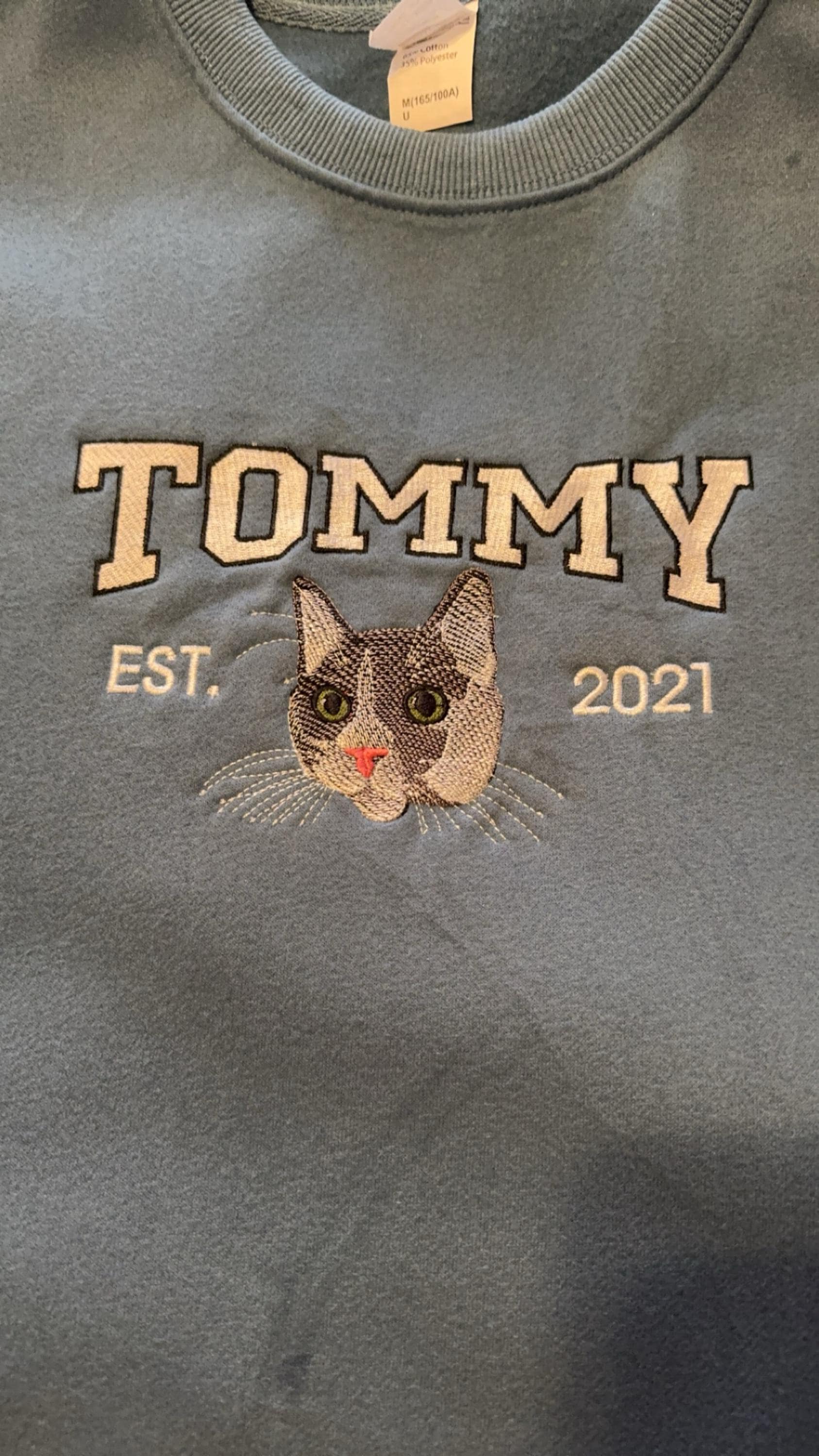 Custom Embroidered Pet From Your Photo T-Shirt, Personalized Cat Sweatshirt, Pet Name Sweatshirt, Cat Mom Gift, Cat Lover Gift, Pet Gift