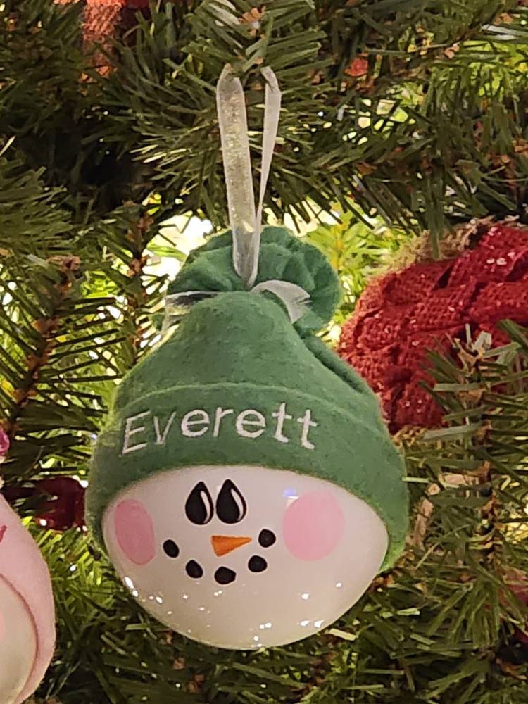 Personalized Snowman Holiday Ornaments -  Hand-painted