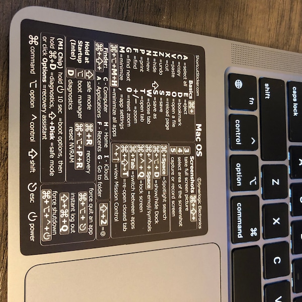 Mac OS Reference Keyboard Shortcut Sticker Laminated No-residue Vinyl ...