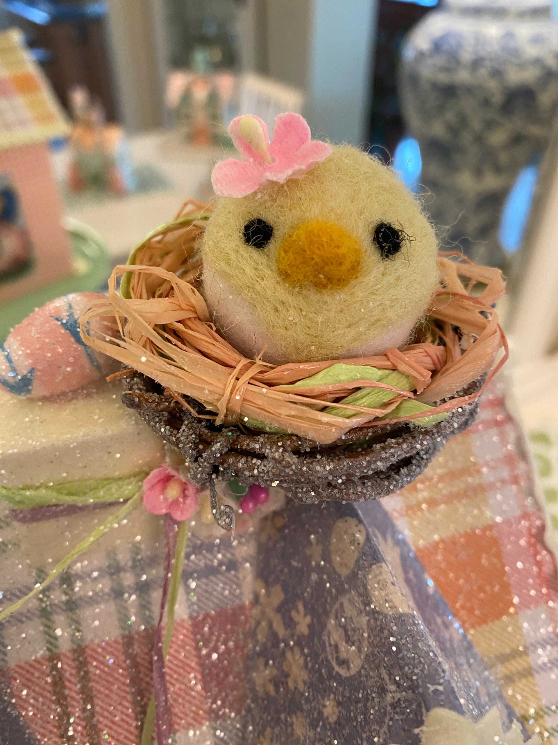 Spring Bird Chick Felt Shapes- Set of 5- 1.5x2&quot;- NEST NOT INCLUDED- Pastel Colors- Easter Bowl Filler, Home Decor Tiered Tray, Shelf Sitter