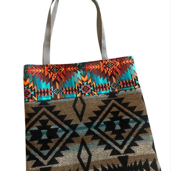 Aztec Wool Fabric by Meter / Southwestern / Printed Wool/ Soft Finish ...