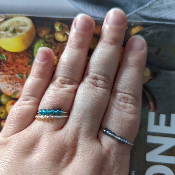 Fidget Ring Set of 3, Adjustable Rings for Women, 5 Beads - Etsy