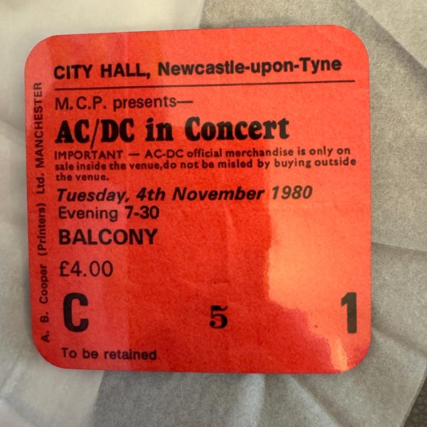 AC/DC Ticket Coaster: Newcastle City Hall, 1980 - Etsy UK