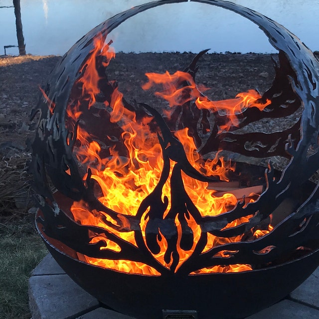 Phoenix Rising Fire Pit Sphere: Custom Steel, Wood Burning - Etsy