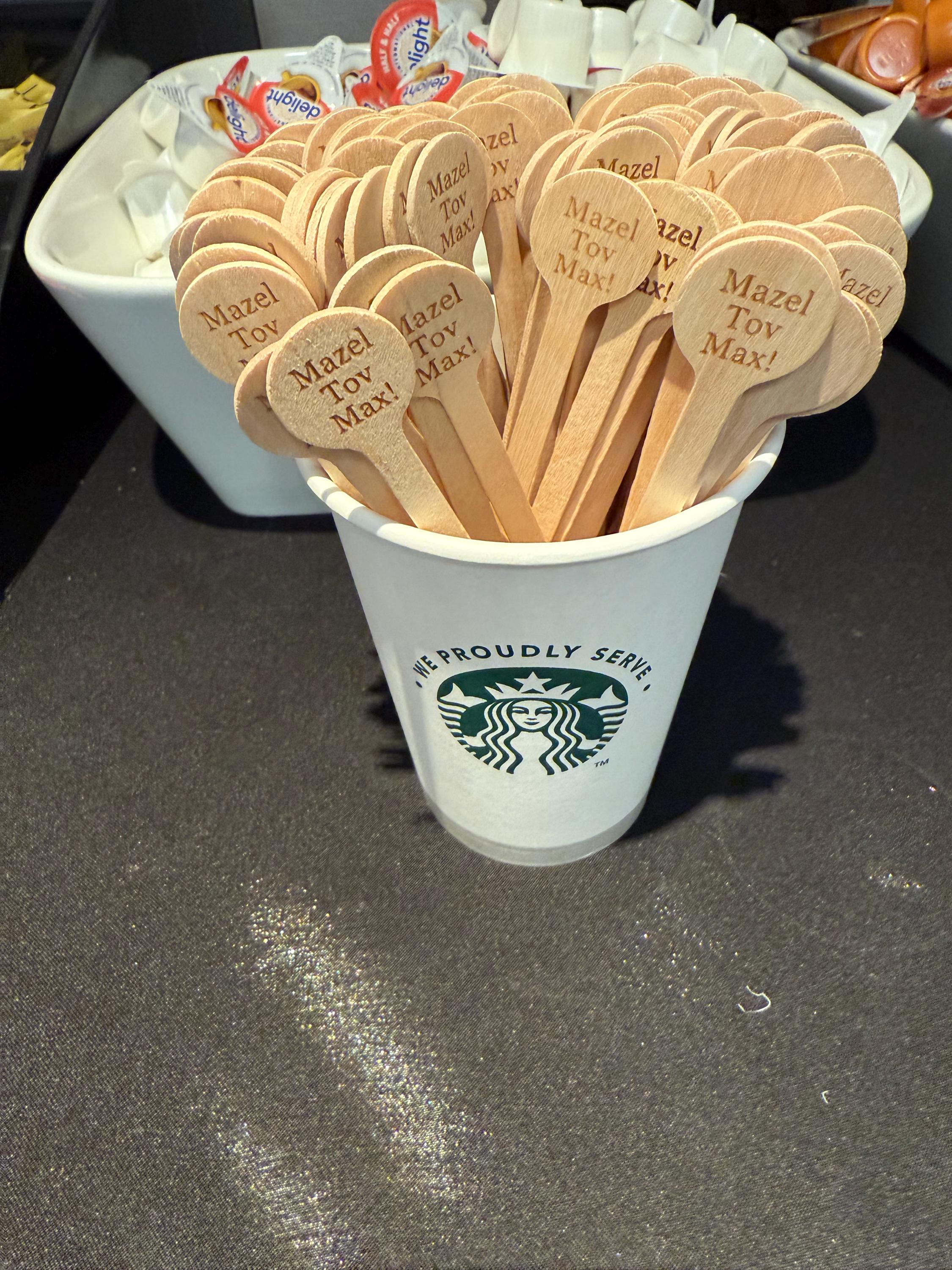 Natural Wooden Drink Stirrers 100- Coffee Stirrer - Beverage Bar Stick Wood Drink Stirs Customized LOGO for Personalized Wedding Party Cafe