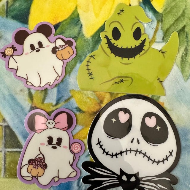 かわいいジャック・スケリントンの暗闇で光るステッカー/ナイトメアー