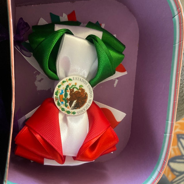 Handmade.mexico Flag Hair Bow. Mexico Hair Bow . Mexico Bow  display picture 2