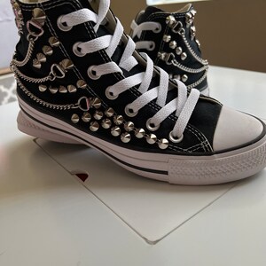 Genuine CONVERSE Black with Skull & Chains All-star Chuck Taylor Sneakers Sheos Shoes Womens Shoes Sneakers & Athletic Shoes Platform & Club Sneakers 