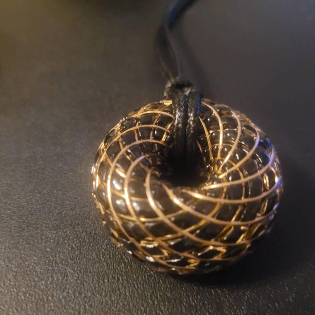 Shungite C60 Itorus Iz 18K Gold Plated Vortex Coil Pendant - EMF