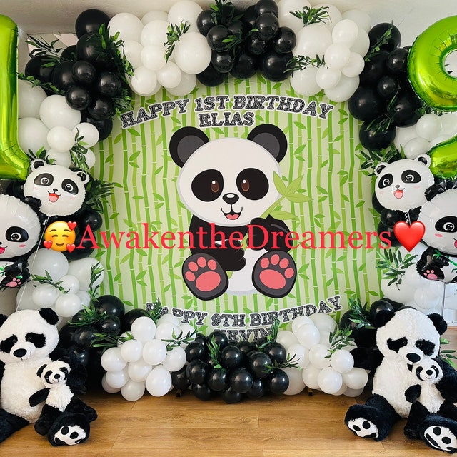 Sfondo Fotografico Panda Rosso Per Festa Di Compleanno, 1,5x0,9 M, Tema Bambù E Bosco, Decorazioni Per Baby Shower E Bambini