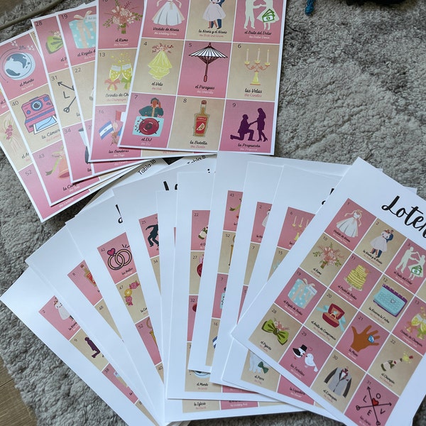 30 Tablas -INSTANT DOWNLOAD -bachelorette Loteria - Spanish & English ...
