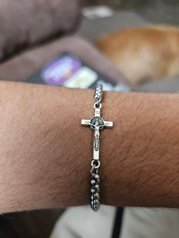Catholic Cross Medal Bracelet, Cross Pendant, 925 Silver Jewelry, Choose Cross Medal