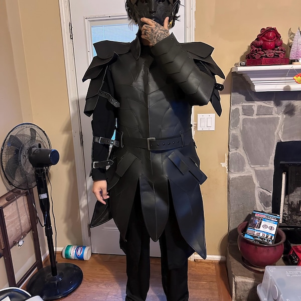 Handmade Black Leather Vampire Trench Coat - Steampunk Vampire Long Coat - Gothic Steampunk Cosplay Costume - Victorian Coat Gift for Him