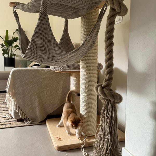 Jute Rope for Cats to Climb – WITHOUT MOUNTING, Jute Scratcher Cat Toy ...