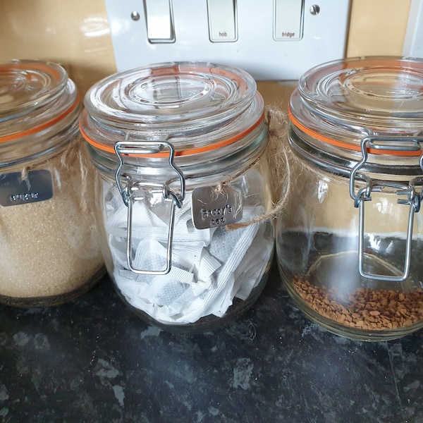 Set of Kilner / Mason Jar Labels/tags, Personalised, Handstamped ...