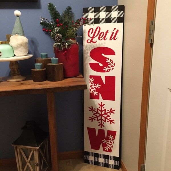 Winter Porch Sign Svg Let It Snow Svg Vertical Winter Sign Let It Snow ...