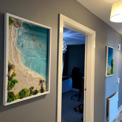 Large Ocean Themed Resin Wall Art, 3D Realistic Epoxy Wave, Ocean ...
