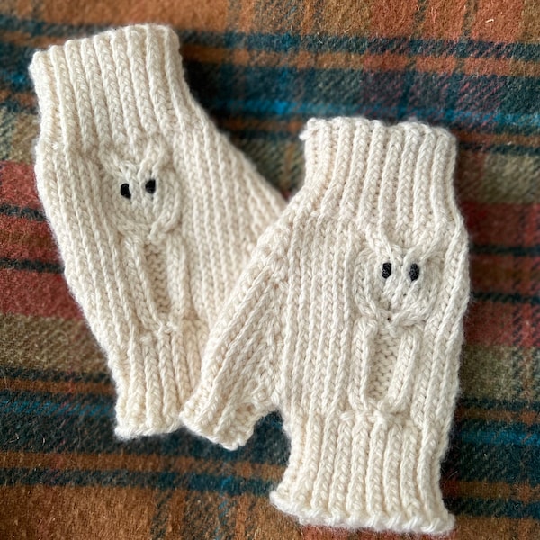 Owl Knitted Print Pattern Boxing Gloves