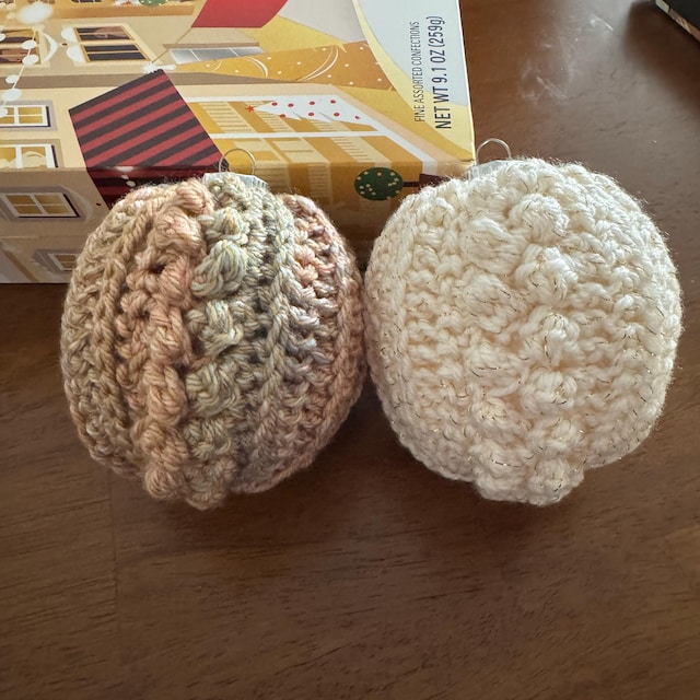 A customer's finished Autumn Wheat Bauble Ornament Crochet Pattern