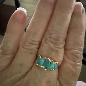 Customer photo from Donna C, 5 Stone Raw Opal Ring in Yellow Gold