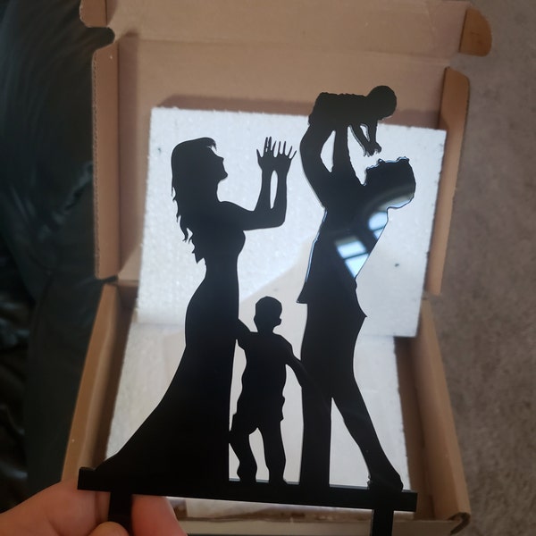 Family Wedding Cake Topper With Baby, Bride and Groom Silhouette ...