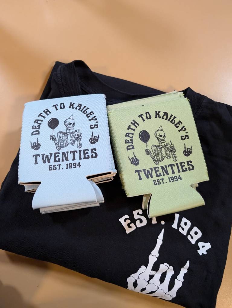 30th Birthday Can Cooler, Death To My Twenties Can Sleeve, RIP To My Twenties, 30th 40th Birthday Party Favor, 30th Birthday Gift for Her