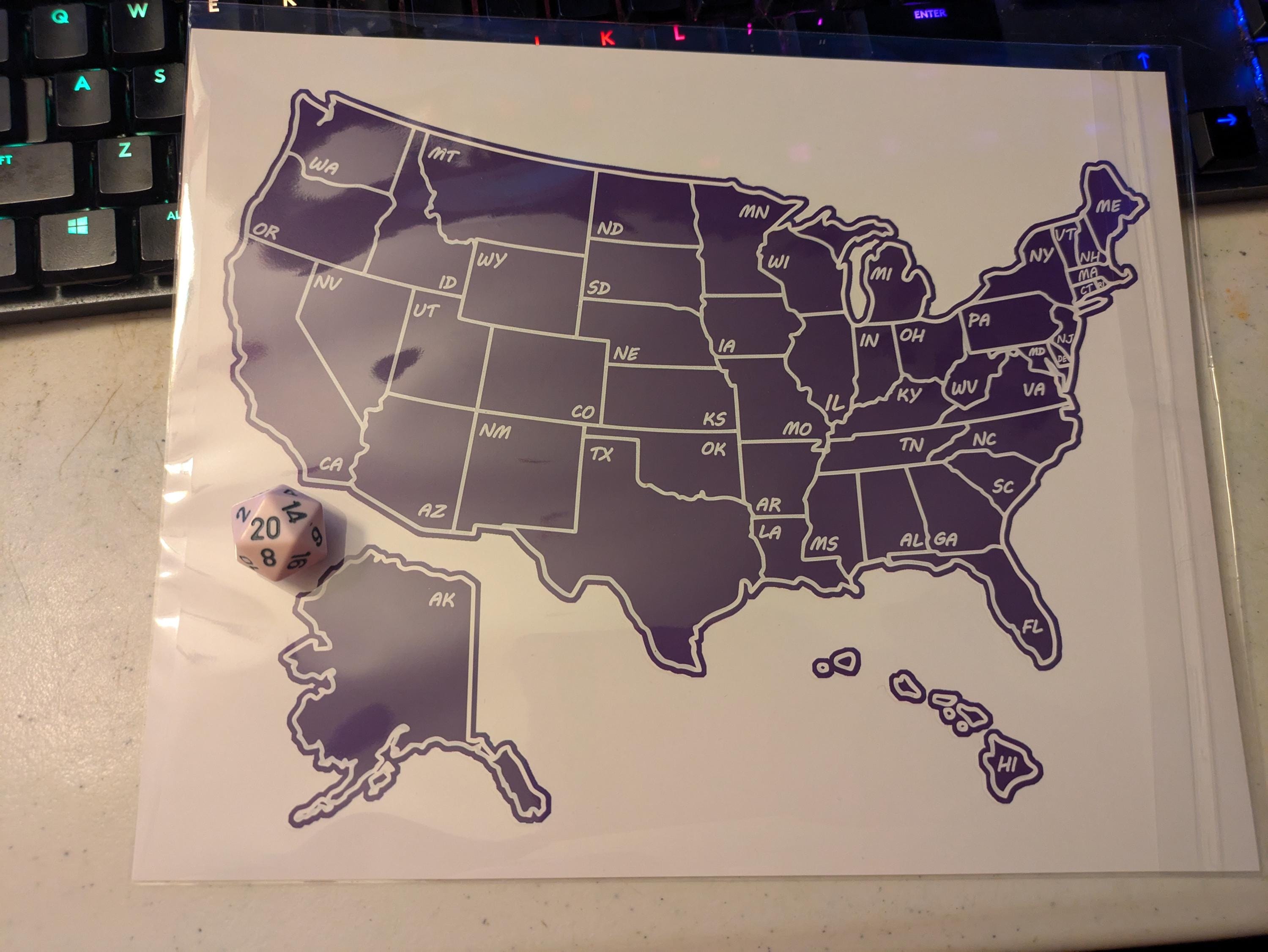 CLEARANCE! Small Galaxy Scratch Off U.S. Map; United States Scratch-off Travel Poster Tracker; 8x10 for Camper/RV/Desk size.