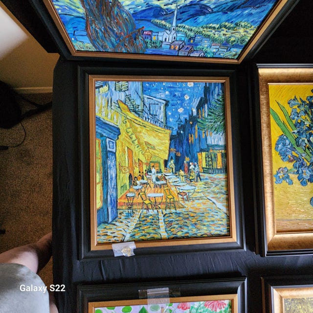 Hand-painted Van Gogh Cafe Terrace at Night Replica, Framed Oil