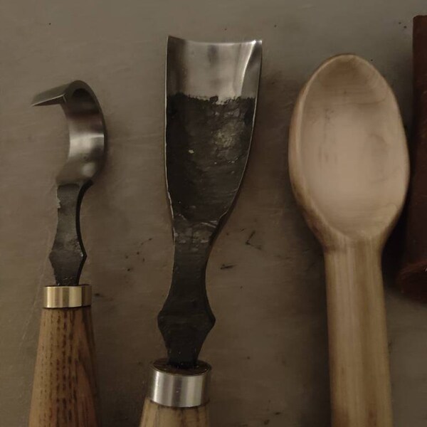 Set of 3 Spoon Gouge With Leather Case. Curved Gouges for Carving ...