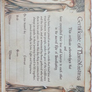 A4 Printable Handfasting Certificate, Wiccan Wedding Certificate, Pagan Wedding Certificate ...