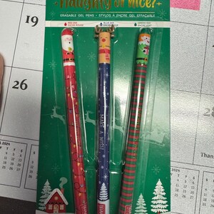 Set De 3 Stylos Gel Effaçables De Noël – Designs Père Noël, Renne Et Cadeau, Encre Effaçable, 15-16 Cm – Idéal Pour école, Bureau, Cadeaux De Noël - 6
