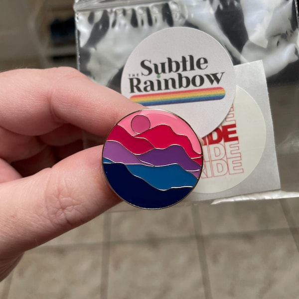 Bisexual Pride Enamel Pin: Subtle Bisexual Mountain Landscape Design ...