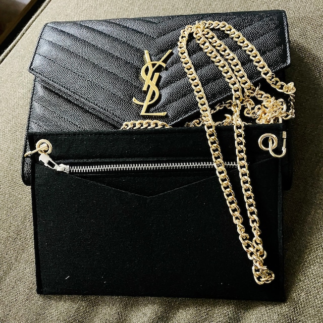 Monogram Clutch Conversion Kit with Gold Chain Wristlet Insert Wallet on  Chain (Black)
