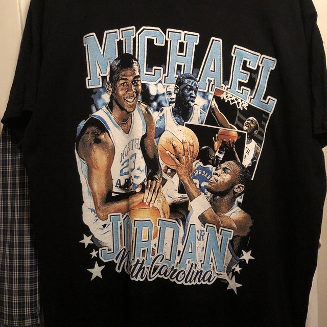 Michael Jordan UNC 90s Style Vintage Bootleg Tee graphic T shirt , Michael  Jordan Vintage Inspired 90's Rap Unisex T-Shirt NAB254