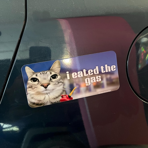 I Eated the Gas | Funny Cat Meme Sticker, Waterproof Vinyl Bumper ...