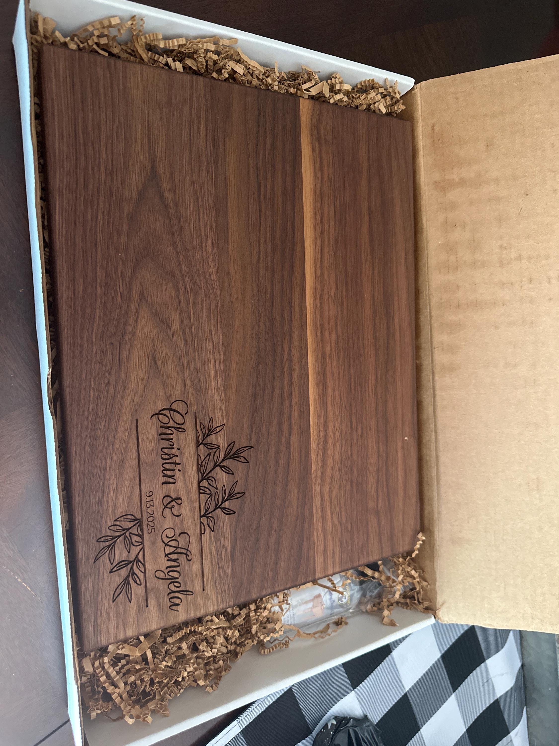 Wood Cutting Board, Personalized Cutting Board, Floral Engagement Gift For Couple, Personalized Charcuterie Board, Engraved Wedding