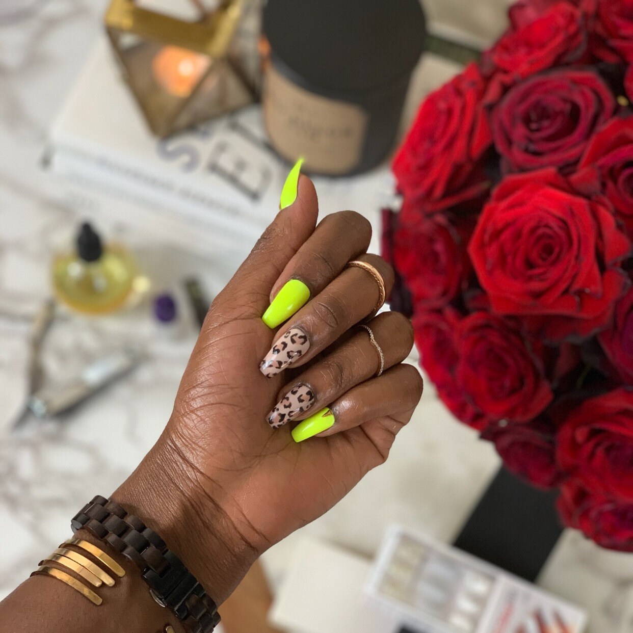 Neon Cheetah Press on Nails Cheetah Nails Brown Nails | Etsy