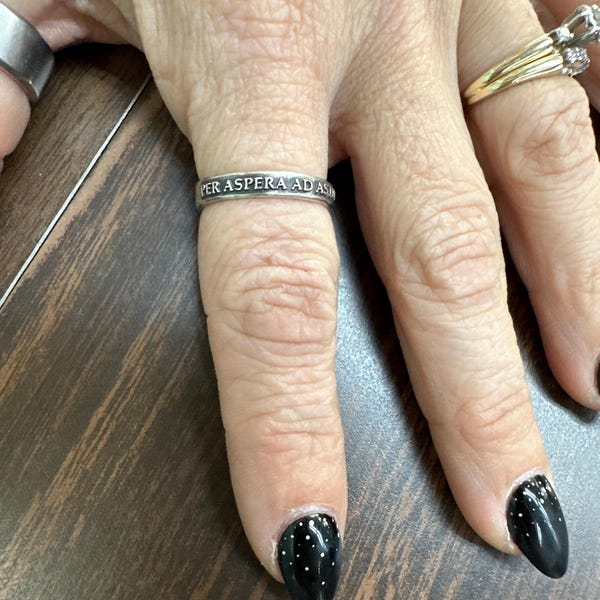 Womens per Aspera Ad Astra Ring - Through Hardships to the Stars ...