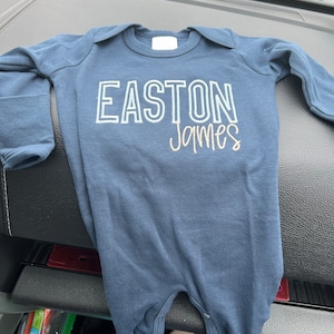 Bailey Boys Newborn Blue Stripe Gown - Little Brother - Teddy Bear