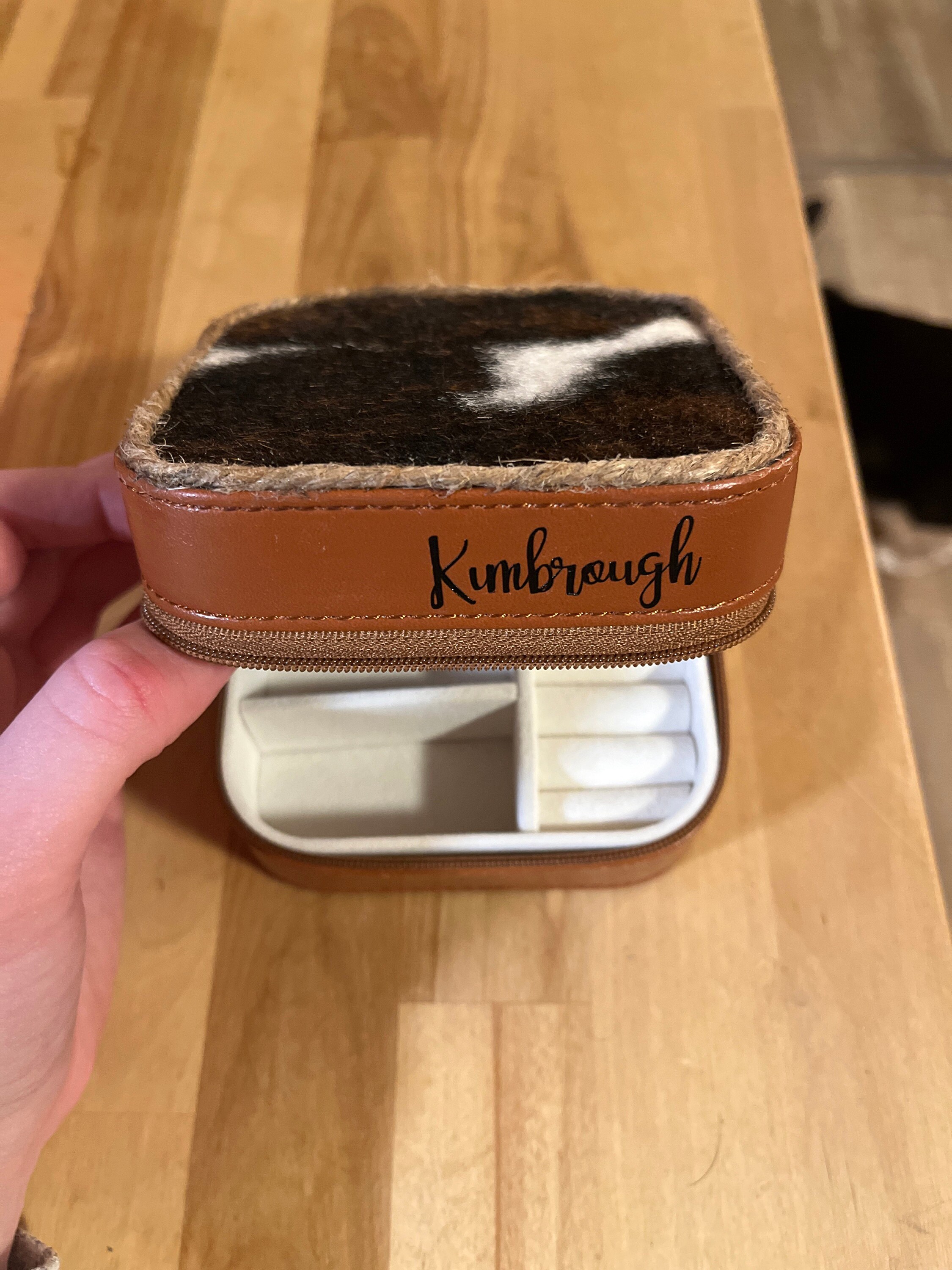 Custom Genuine Hair On Hide, Western Cowhide Travel Jewelry Box Case