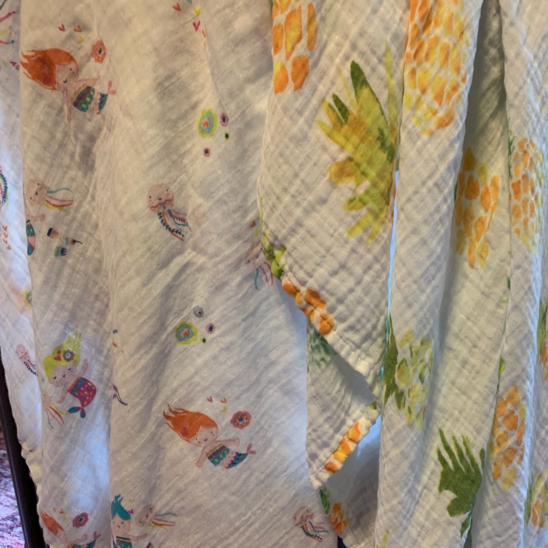 Organic Bamboo Mermaid Muslin Baby Swaddle Blanket