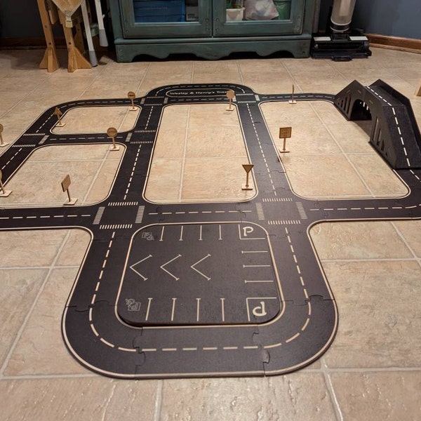 Basic Car Track Rd Personalizable Wooden Car Track: Road Track for Hotwheels, Toddler Gift ...