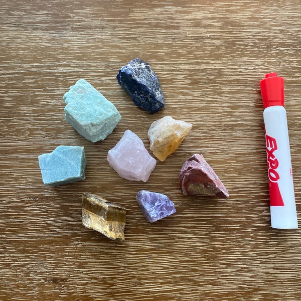 Raw Crystal 7 Chakra Set Seven Piece Chakra Stone Set 7 Seven Chakra ...