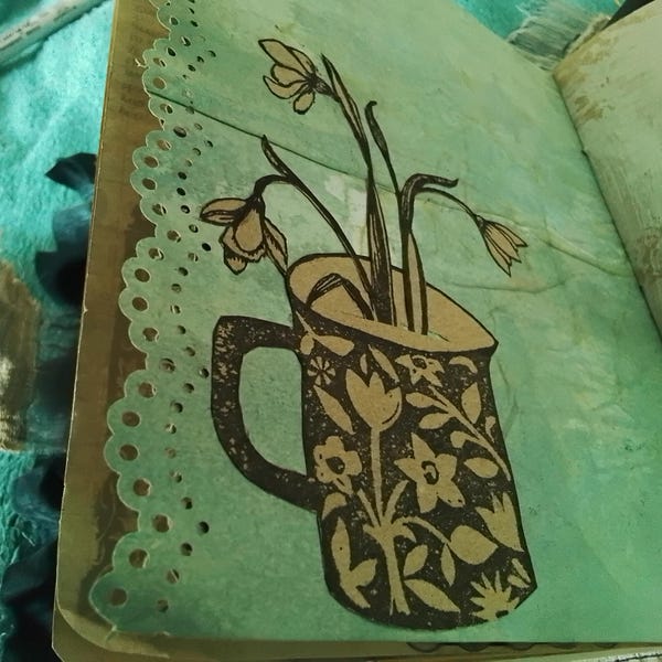 Flowers and Jug Rubber Stamps, Flower Rubber Stamp, Jug Stamp, Craft ...