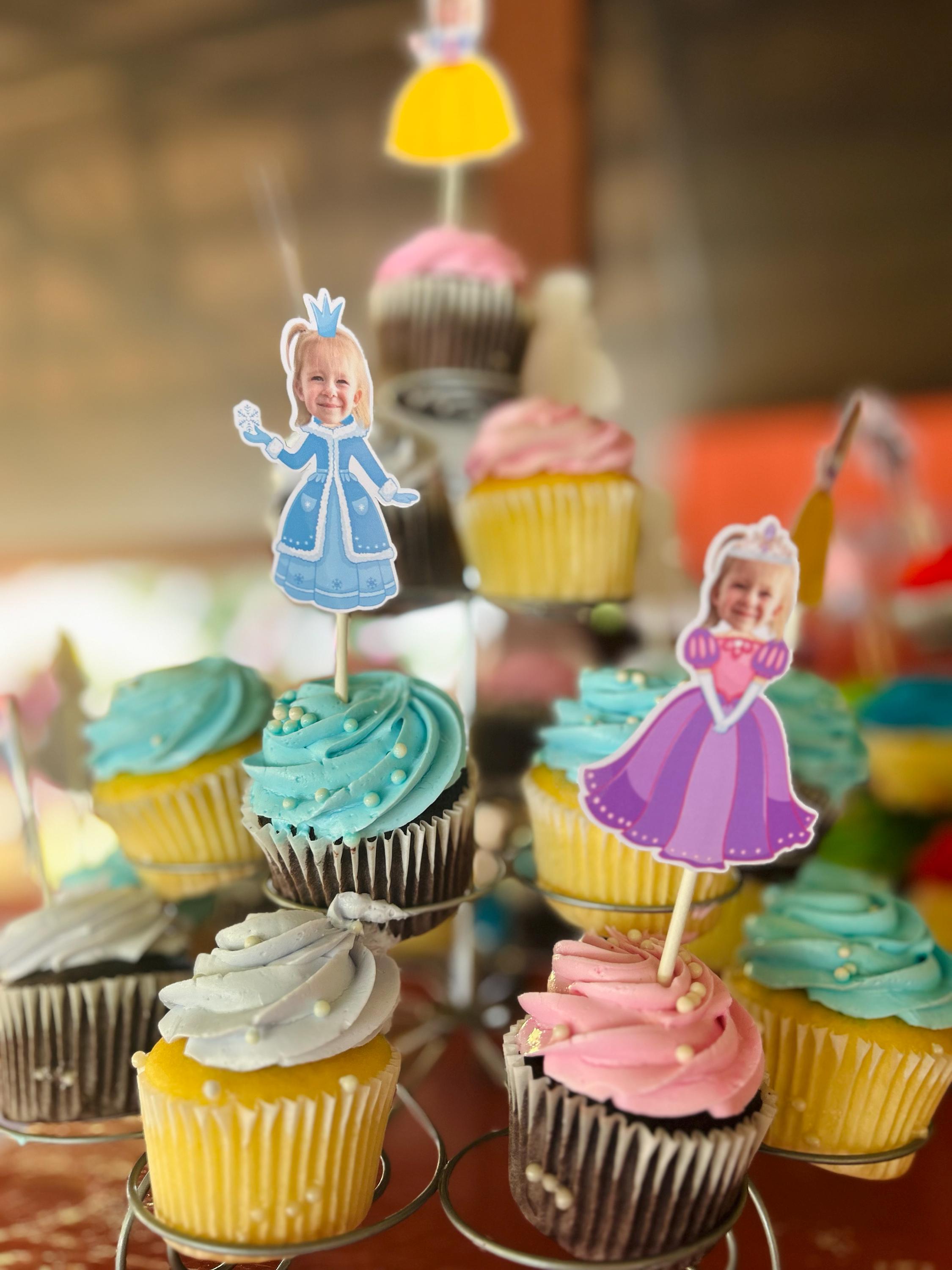THE ORIGINAL Custom Photo Princess Cupcake Toppers, Personalised Face Cupcake Toppers,  Princess Party Decor
